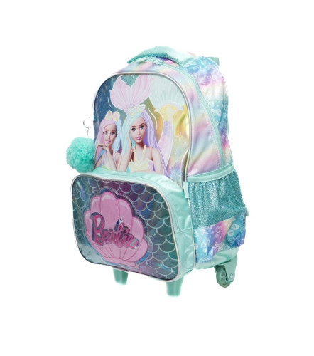 Mochila Alça e Rodas Barbie Sereia Verde Luxcel   # - Produto Original