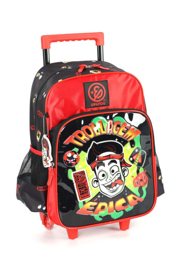 Mochila Alça e Rodas Enaldinho Trolagem Vermelha Luxcel   # - Produto Original