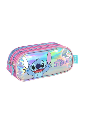 Estojo 3 Divisórias Stitch Holográfica Roxo Luxcel   # - Produto Original