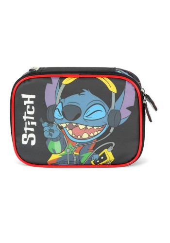 Estojo Box Escolar Stitch Ouvindo Música Preto Luxcel   # - Produto Original