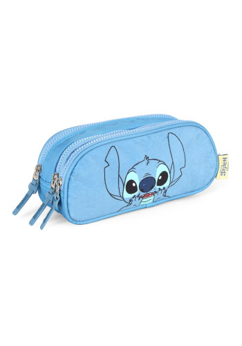 Estojo 3 Divisórias Stitch Pelúcia Azul Luxcel   # - Produto Original