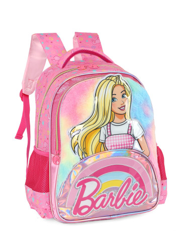 Mochila Costa Barbie Peludinha Rosa Luxel   # - Produto Original