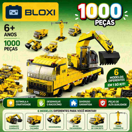Bloco de Montar Caminhões de Construção (6 em 1) (Bloxi)   # - Produto Original