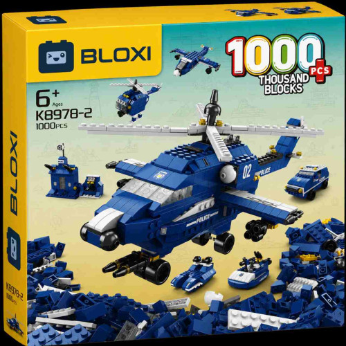 Bloco de Montar Helicóptero Policial (6 em 1) (Bloxi)   # - Produto Original