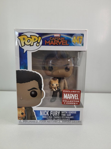 Funko Pop Nick Fury With Goose The Cat - Collector Corps (caixa Danificada) Captain Marvel #447 - Produto Original
