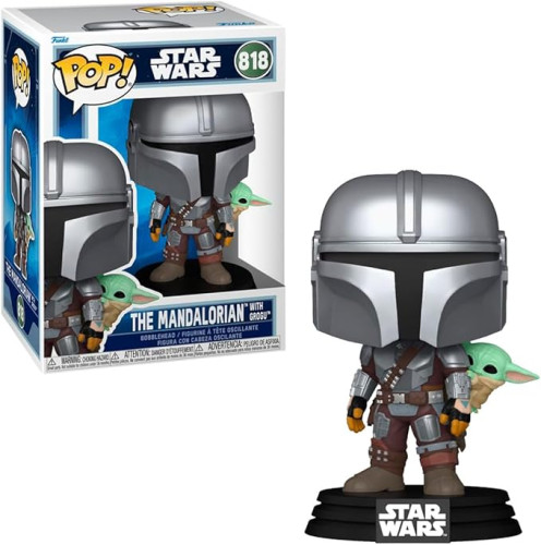 Funko Pop! - Star Wars - Mandaloriano e Grogu  - 818   # - Produto Original
