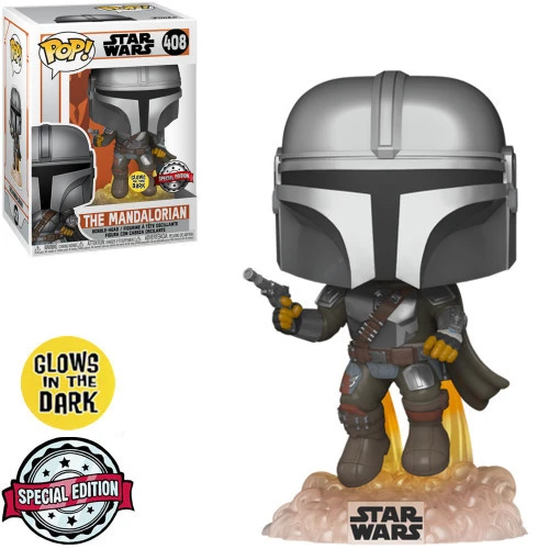 Funko Pop Star Wars The Mandalorian Exclusive - The Mandalorian 408 (glows In The Dark) - Star Wars  #408