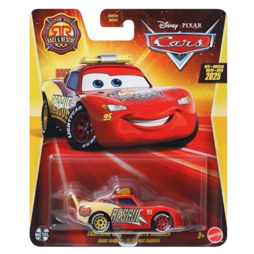 Carrinho Miniatura Disney Pixar Lightning McQueen Race e Rescue - JDG59- -