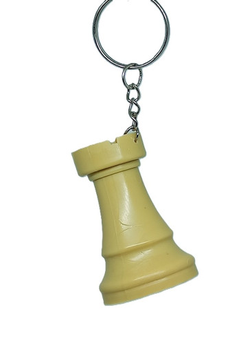 Chaveiro 3D Peça de Xadrez - Torre Bege 5cm- -