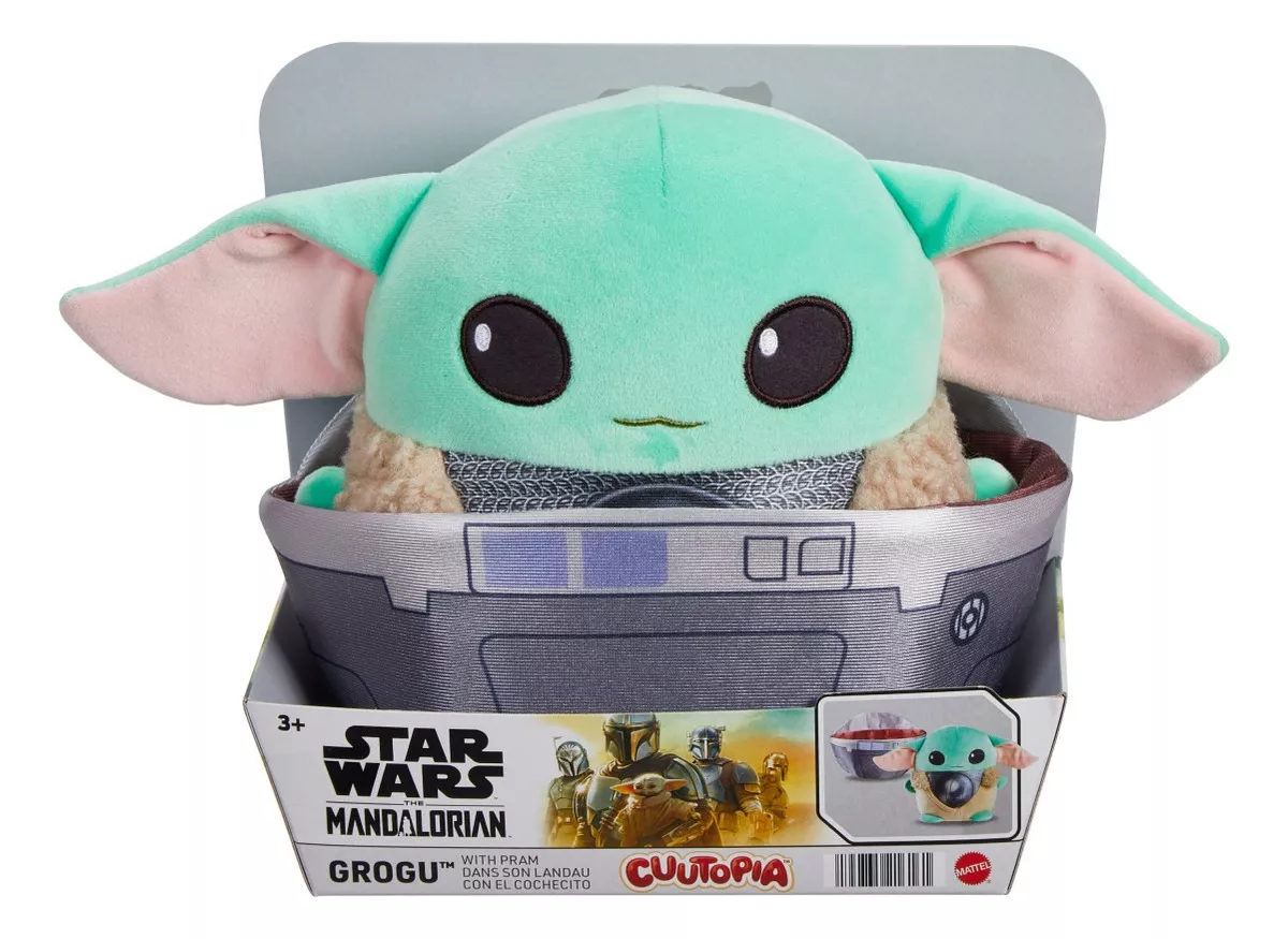Grogu no Carrinho Pelúcia Colecionável The Mandalorian - 22 cm Star Wars- -