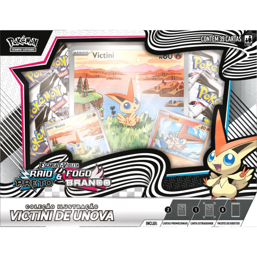 Box Pokemon - Victini de Unova - Raio Preto e Fogo Branco - Pokémon TCG- -
