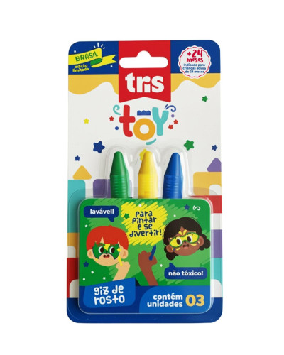 Tris Giz de Rosto Cores do Brasil Copa do Mundo Retrátil 3 Unidades   # - Produto Original