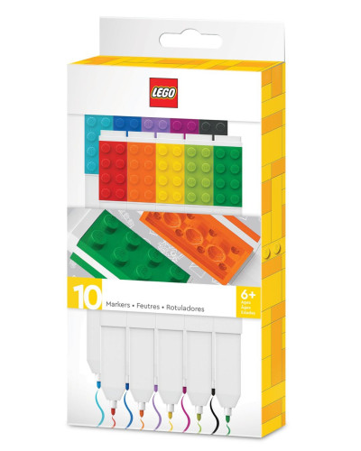 Canetas Hidrográficas LEGO® – Stationary | Kit com 10 Cores  | Material Escolar LEGO®   # - Produto Original