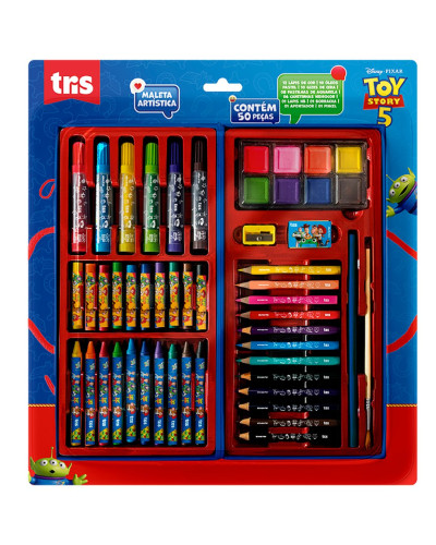 Maleta Artística Toy Story 5 com 50 Peças – Tris | Kit de Pintura e Desenho Infantil   # - Produto Original