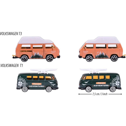 Action Figures Miniatura Majorette Set 3 Volkswagen T3 + Kombi 1/64 Metal - Volkswagen - #