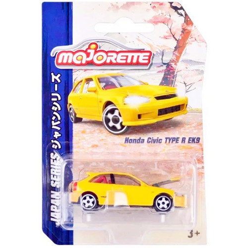 Action Figures Miniatura Majorette Japan Series Honda Civic Type R EK9 1/64 Metal Amarelo-Japan Series-