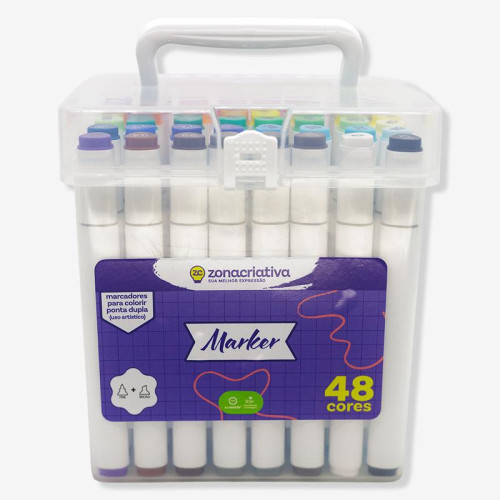 Kit Canetas Ponta Dupla para Colorir 48 Cores – Oficial Zona Criativa   # - Produto Original