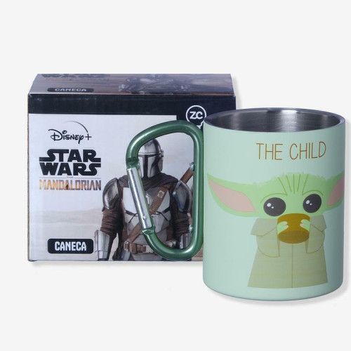 Caneca Mosquetão Baby Yoda Mandalorian - Star Wars 300ml   # - Produto Original