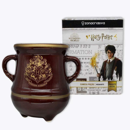 Caneca 3D Poção Hogwarts Dourada - Harry Potter   # - Produto Original