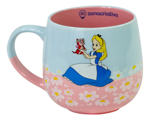 Caneca Alice Disney Ceramica 400ml Maggie Presente Amiga Azul-claro Alice No País Das Maravilhas   # - Produto Original