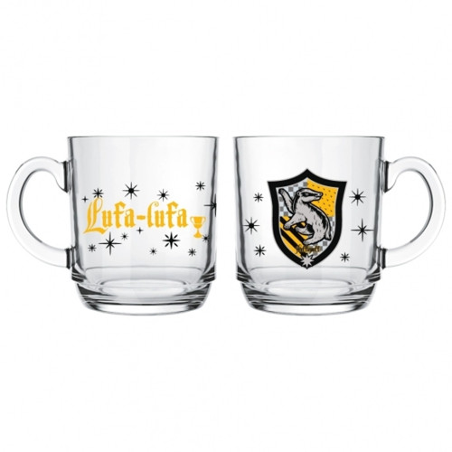 Caneca De Vidro Harry Potter 300ml | Lufa-lufa Harry Potter # - Produto Original