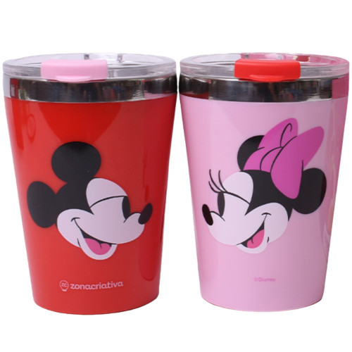 Copo Térmico Inox Kit 2 Copos Mickey e Minnie Original Licen- -