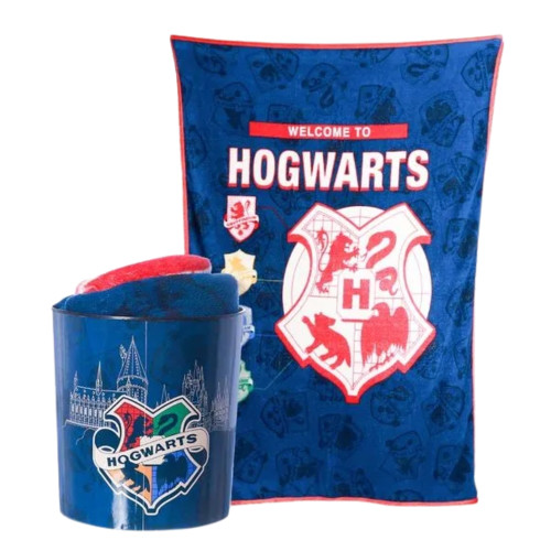 Kit Harry Potter Cobertor Manta Com Balde De Pipoca Kit Cine   # - Produto Original