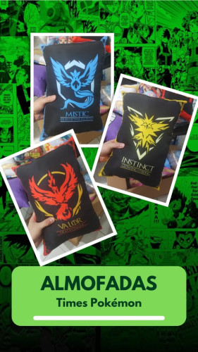 Almofada Times Pokemon - Instinct Valor Mistic Pokeball TCG Pikachu Ash Mew- NerdDog Store Nenhuma # - Produto Original