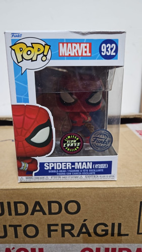 Amassado - Funko Pop 932 - Spider Man ( chase ) - Veja Descrição-Marvel-932