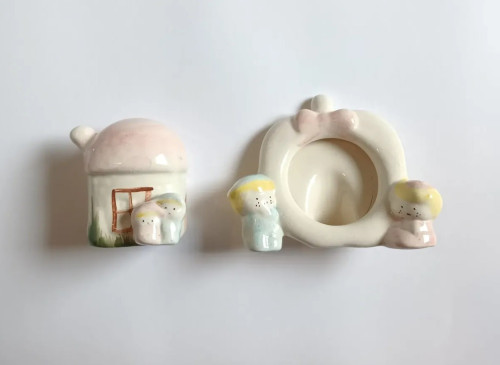 Antigo porta-retratos de porcelana - Anos 80 Nenhuma # - Produto Original