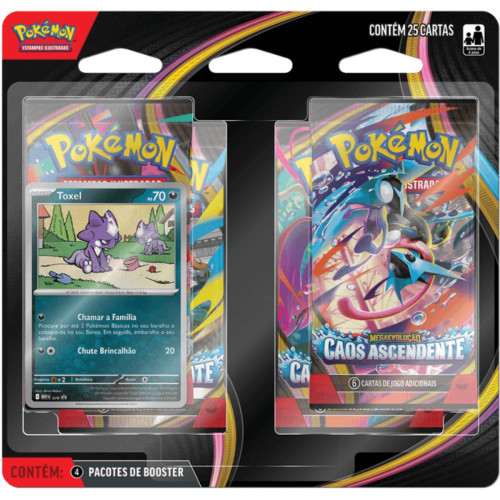 Blister Quadruplo PokÉmon Me04 Caos Ascendente Toxel Copag 25 Cartas-Pokemon Estampas Ilustradas-