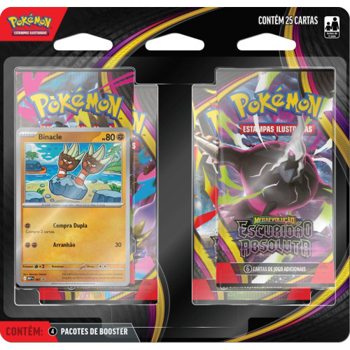 Blister Quadruplo PokÉmon Me05 EscuridÃo Absoluta Binacle Copag 25 Cartas-Pokemon Estampas Ilustradas-