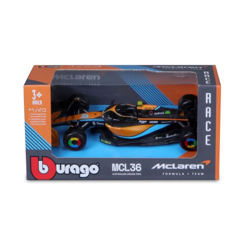 Action Figures Miniatura Bburago McLaren MCL36 F1 2022 Lando Norris 4 1/43 sem Piloto - McLaren Formula 1 Team - #