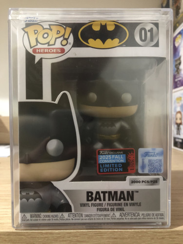 Funko Pop Batman 2025 Fall Convention Limited Edition 2000 Peças Metálico Metallic Lacrado no Acrílico DC Super Heroes #01 - Produto Original