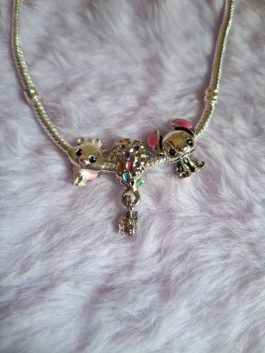 Berloques Disney Kit com 3, Gata Marie, Stitch e Up Altas Aventuras Banhados à Prata 925 Disney # - Produto Original