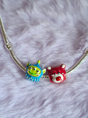 Berloques Os Aliens + Lotso Kit com 2 Toy Story Pixar Banhada à Prata 925 Toy Story # - Produto Original