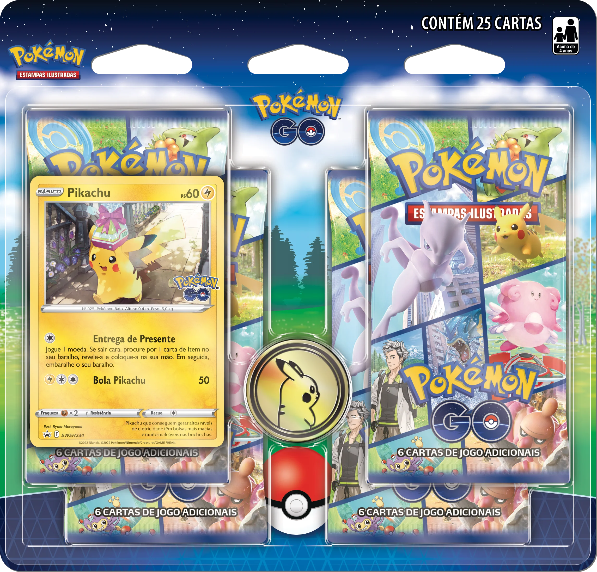 Blister Quadruplo Pokémon Go - Pikachu Pokemon # - Produto Original