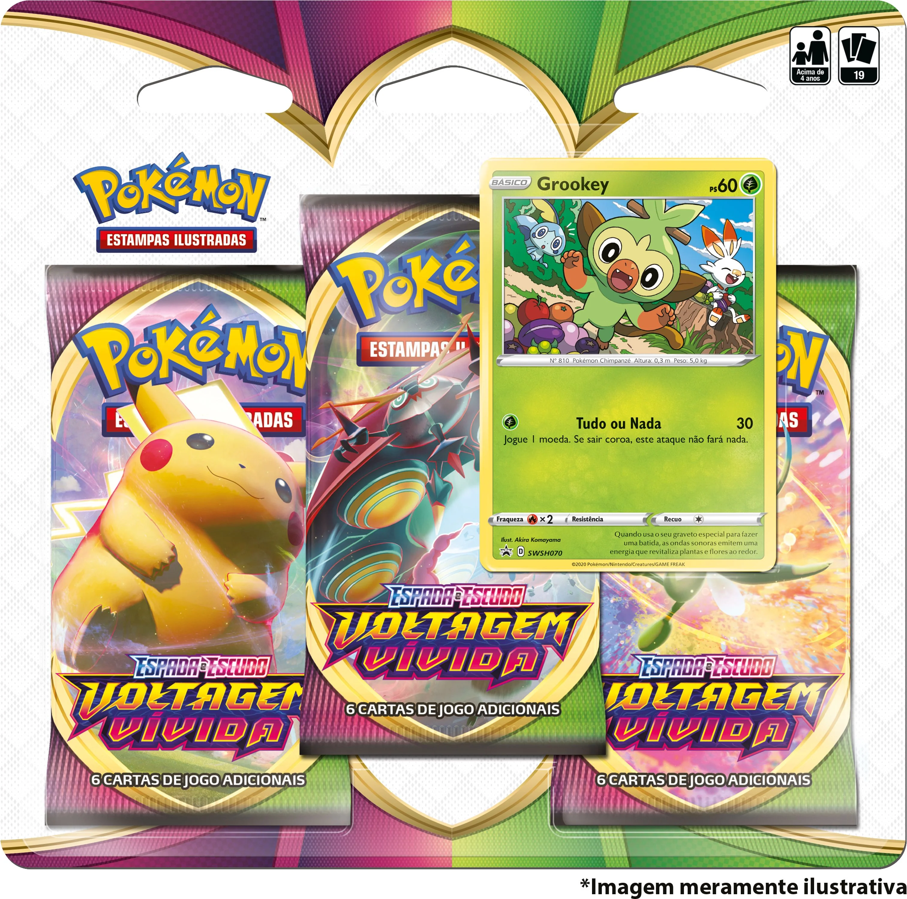 Blister Triplo Espada Escudo Voltagem Vivida EE04 - Grookey