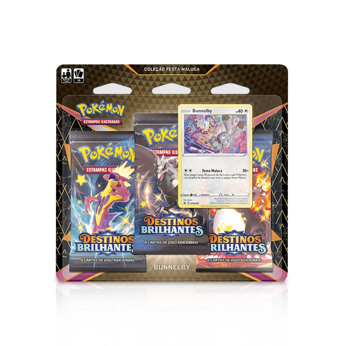 Blister Triplo Pack Espada Escudo Destinos Brilhantes EE4.5 - Bunnelby - Pokemon-Pokemon-
