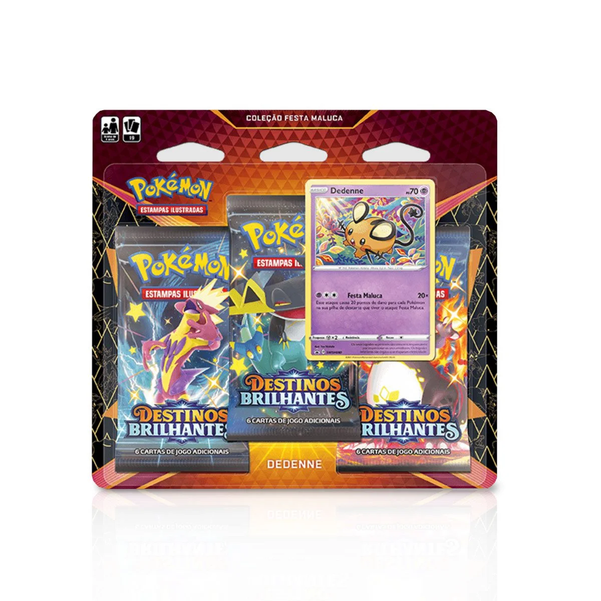 Blister Triplo Pack Espada Escudo Destinos Brilhantes EE4.5 - Dedenne - Pokemon-Pokemon-