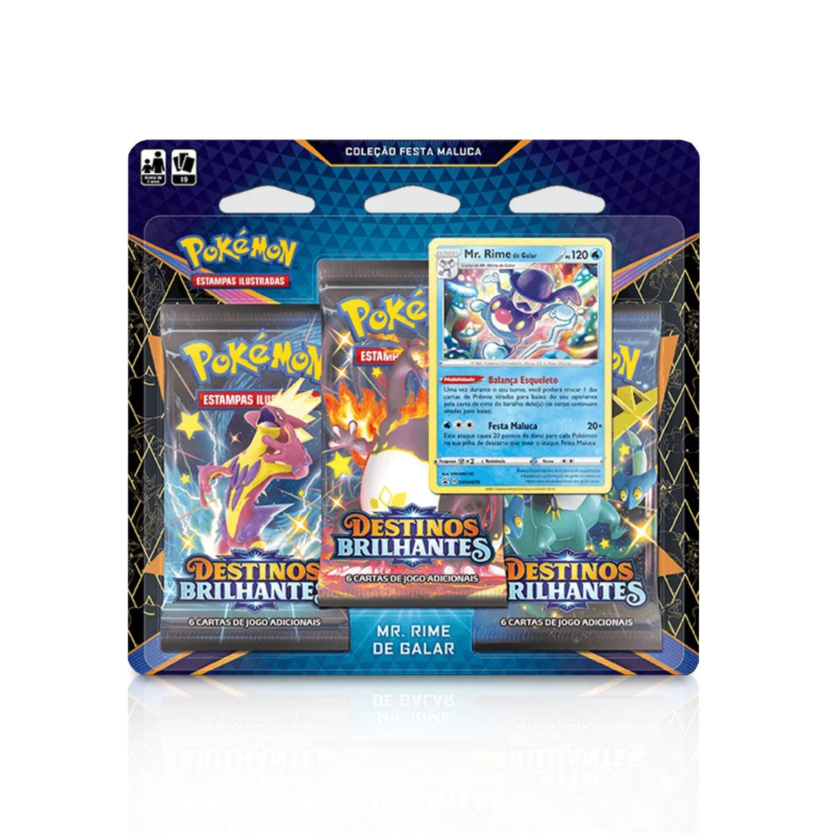 Blister Triplo Pack Espada Escudo Destinos Brilhantes EE4.5 - Mr. Rime - Pokemon-Pokemon-