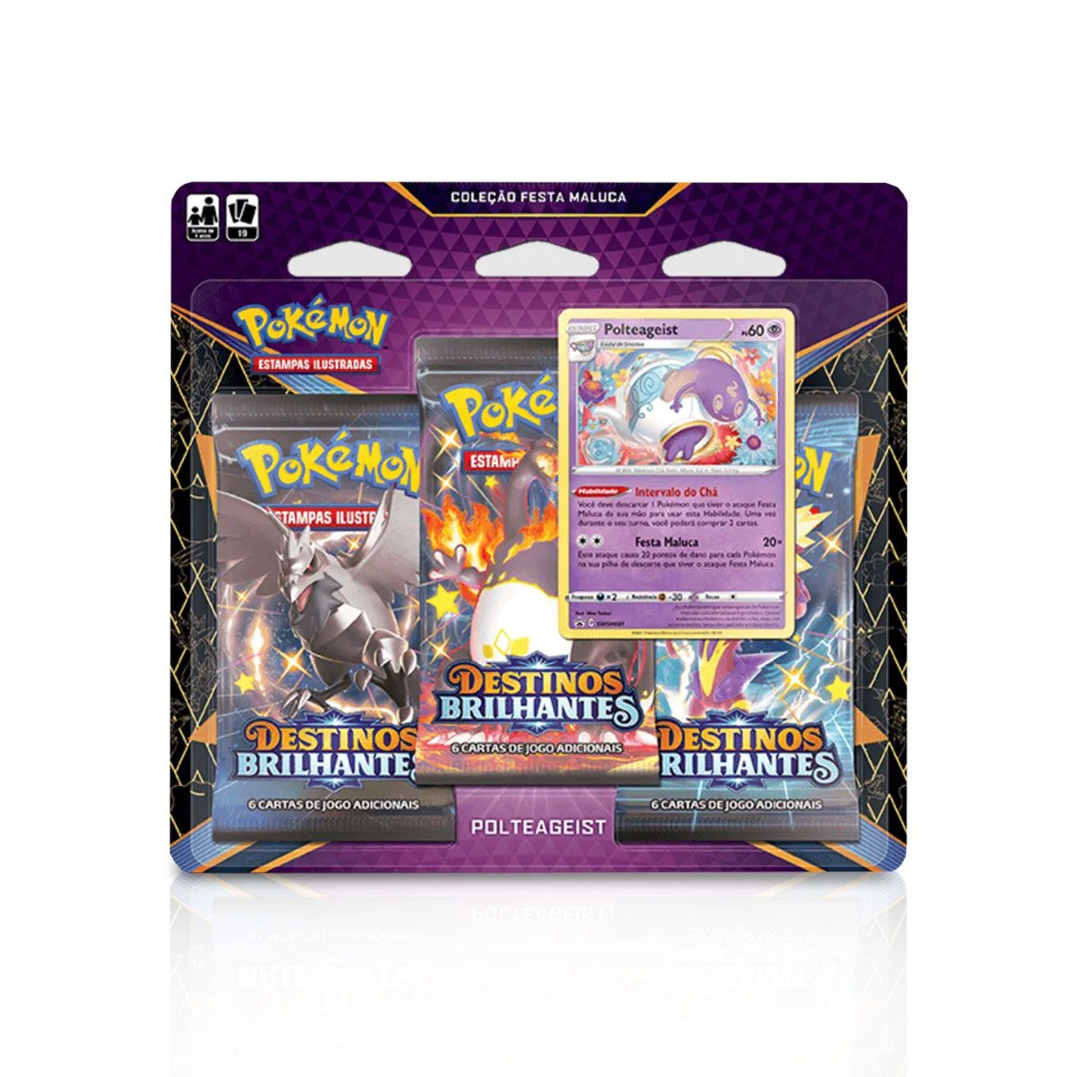 Blister Triplo Pack Espada Escudo Destinos Brilhantes EE4.5 - Polteageist - Pokemon-Pokemon-