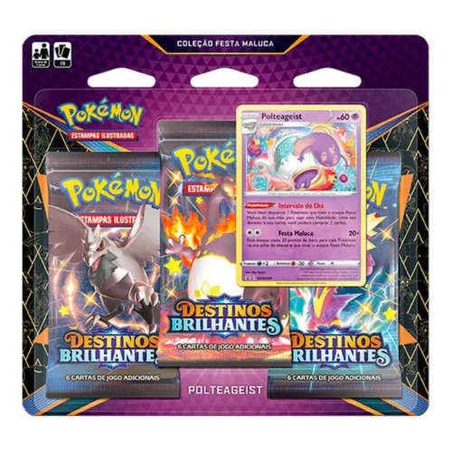 Blister Triplo Pokemon Destinos Brilhantes Polteageist 19 Cartas Copag Pokemon Estampas Ilustradas # - Produto Original