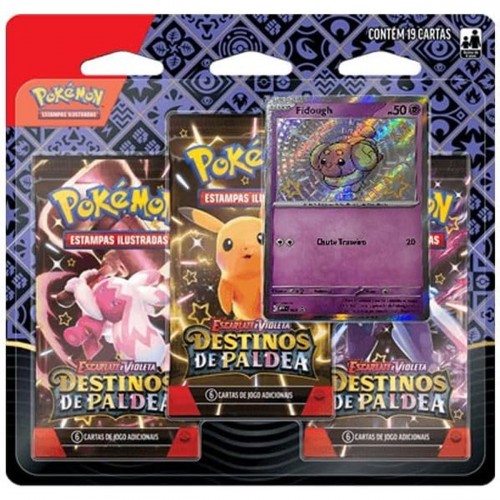 Blister Triplo Pokemon Escarlate e Violeta Destinos de Paldea Fidough 19 Cartas Copag-Pokemon Estampas Ilustradas-