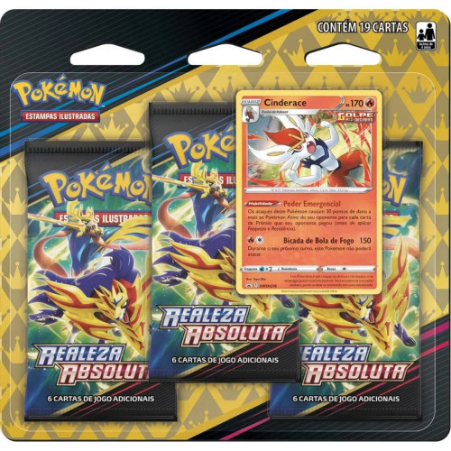 Blister Triplo Pokemon Realeza Absoluta Cinderace 19 Cartas Copag Pokemon Estampas Ilustradas # - Produto Original