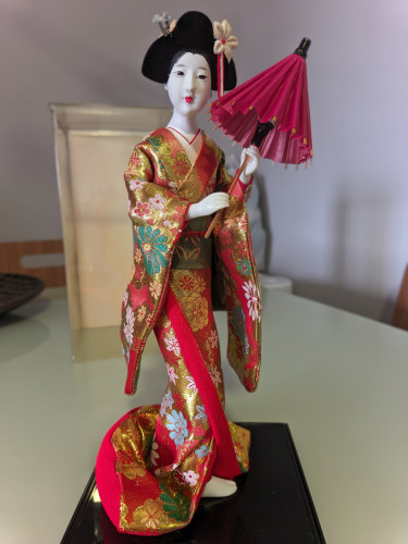 Boneca Gueixa Japonesa Vintage Oyama Ningyo – Anos 70 Caixa Original Winner Case (Tokyo)-Oyama Ningyo-