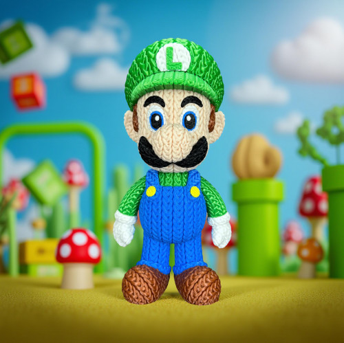 Boneco Luigi Crochê 3D-Super Mario-
