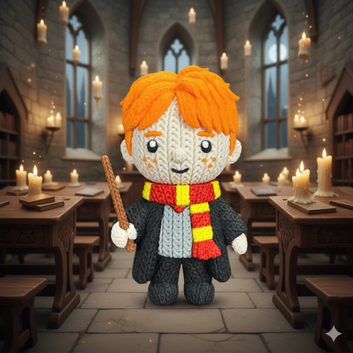 Boneco Ron Weasley Crochê 3D-Harry Potter-