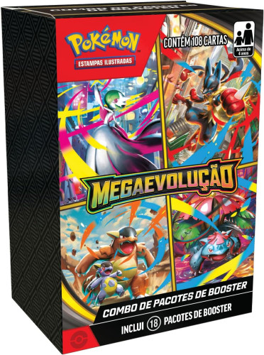 Box 18 Boosters Cards Pokémon Mega Evolução Copag Cartas Em Português-Pokemon-