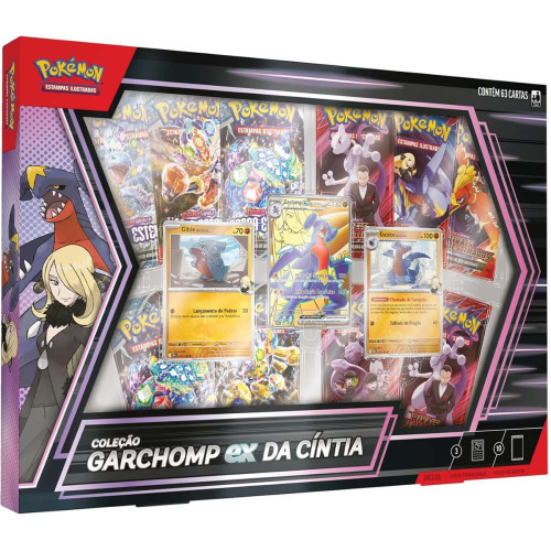 Box Pokemon Coleçao Garchomp Ex da Cíntia 63 Cartas Copag TCG-Pokemon Estampas Ilustradas-